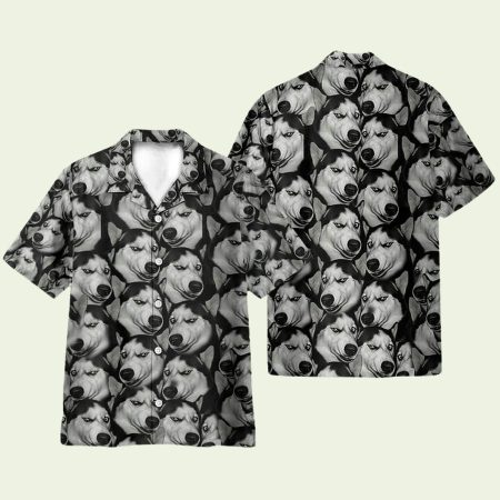 Funny Husky Face Hawaiian Shirt
