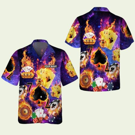 Funny Poker Casino Seamless Pattern Hawaiian Shirt