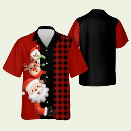 Funny Santa Claus Black And Red Pattern Hawaiian Shirt
