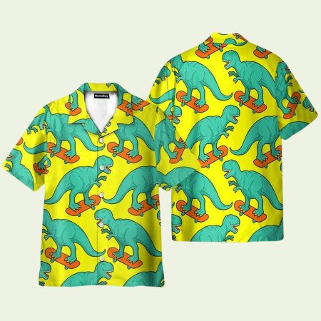 Funny Tyrannosaurus Rex On Skateboard Hawaiian Shirt