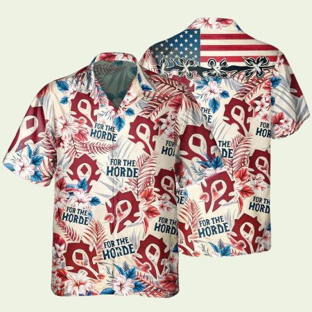 Funny World Of Warcraft Horde American Flag Hawaiian Shirt