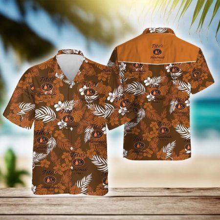 Tropical Tito's Handmade Vodka Vintage Hawaiian Shirt, Tito's Vodka Logo Aloha Summer Beach Shirts, Tito's Handmade Button Down Hawaiian Shirts