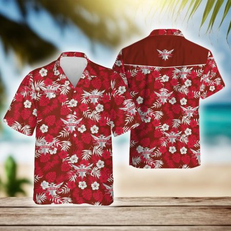 Tropical Red Hibiscus Smirnoff Vodka Hawaiian Shirt, Smirnoff Vodka Logo Aloha Summer Beach Shirts, Smirnoff Vodka Button Down Hawaiian Shirts
