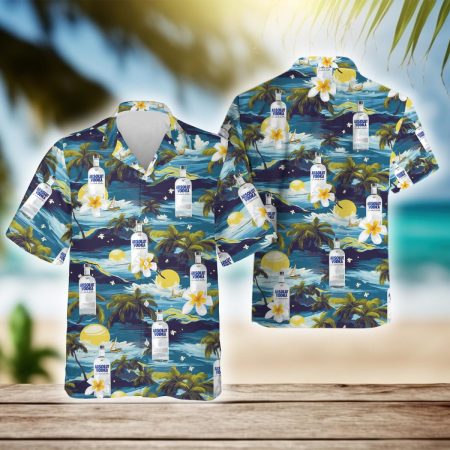 Tropical Beach Palm Tree Absolut Vodka Hawaiian Shirt, Tropical Absolut Vodka Aloha Summer Beach Shirts, Absolut Vodka Button Down Hawaiian Shirts