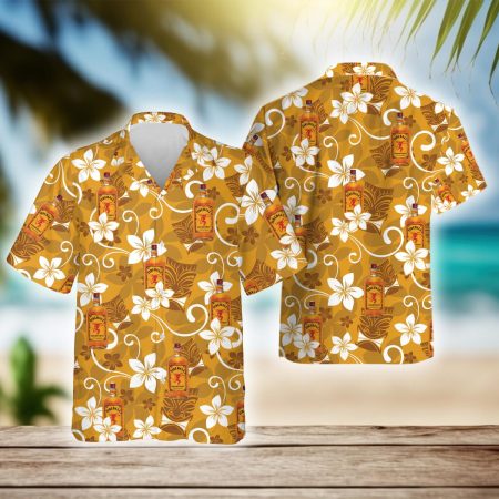 Tropical Floral Tiki Fireball Whisky Hawaiian Shirt, Fireball Cinnamon Whisky Aloha Summer Beach Shirts, Fireball Whisky Button Up Hawaiian Shirt