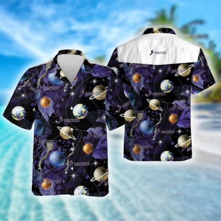 Galaxy Planet Barefoot Wine Hawaiian Shirt, Barefoot Wine Logo Print Aloha Summer Beach Shirts, Barefoot Wine Button Down Hawaiian Shirt