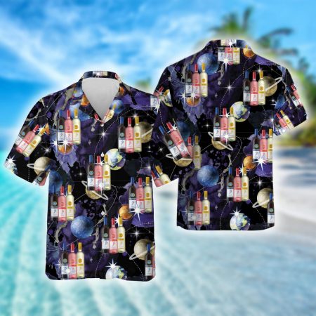 Galaxy Planet Barefoot Wine Hawaiian Shirt, Barefoot Wine Alcohol Drinks Aloha Summer Beach Shirts, Barefoot Wine Button Down Hawaiian Shirt
