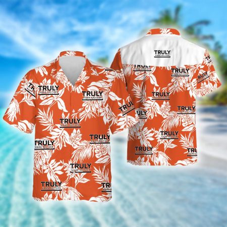 Tropical Leaf Truly Hard Seltzer Hawaiian Shirt, Truly Hard Seltzer Logo Aloha Summer Beach Shirt, Truly Hard Seltzer Button Down Hawaiian Shirt