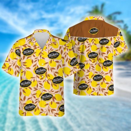 Tropical Mike's Hard Lemonade Hawaiian Shirt, Mike's Hard Logo Print Aloha Summer Beach Shirts, Mike's Hard Lemonade Button Down Hawaiian Shirts