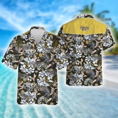 Vintage Floral Pattern Simply Spiked Hawaiian Shirt, Simply Spiked Logo Print Aloha Summer Beach Shirts, Simply Spiked Button Down Hawaiian Shirts