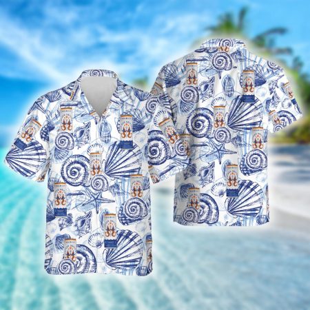 Bon & Viv Spiked Seltzer Vintage Blue Seashells Hawaiian Shirt, Bon & Viv Drink Aloha Summer Beach Shirt, Bon & Viv Spiked Seltzer Hawaiian Shirt