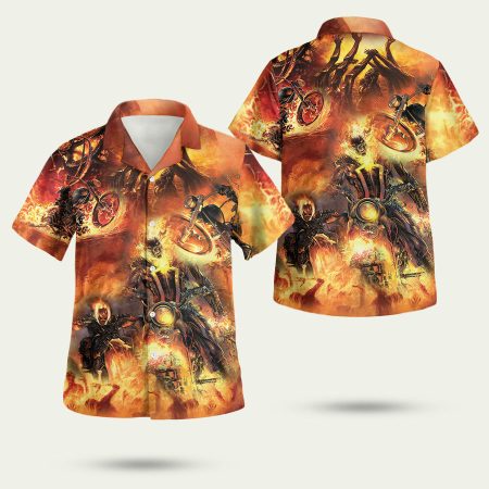 Ghost rider fire halloween Hawaiian Shirt