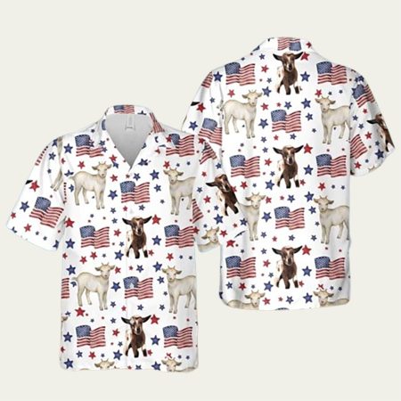 Goat American Flag Pattern Hawaiian Shirt