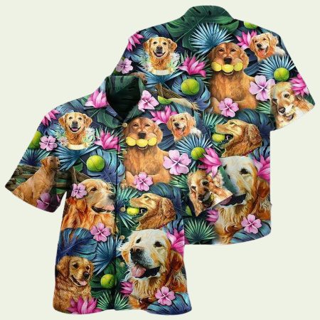 Golden Retriever Hawaiian Shirt
