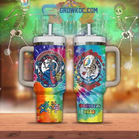 Grateful Dead Bear Rainbow 30oz or 40oz Stainless Tumbler With Handle NVA