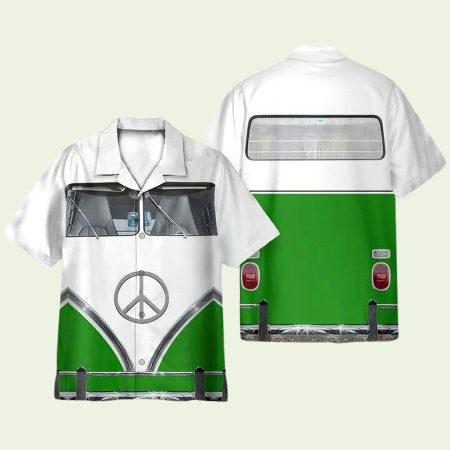 Green Hippie Bus Hawaiian Shirt