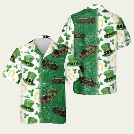 Green Vintage Locomotive St Patrick’s Day Hawaiian Shirt