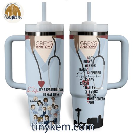 Grey Anatomy Its A Beautiful Day To Save Lives 30oz or 40oz Stainless Steel Tumbler With Handle HG