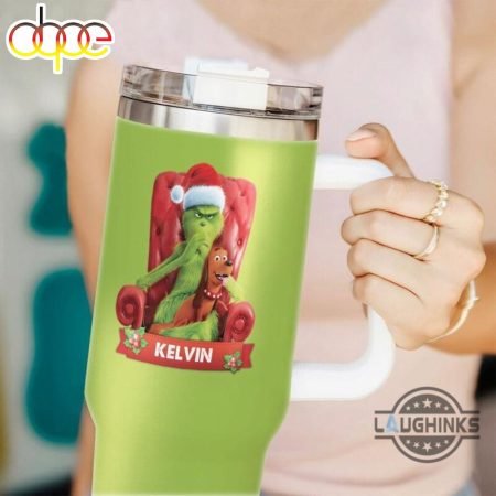 Grinch On The Couch Christmas Santa Grinch Cup How Xmas Travel Mugs Merry Grinchmas Gift Printed 30oz or 40oz Quencher Tumbler LN