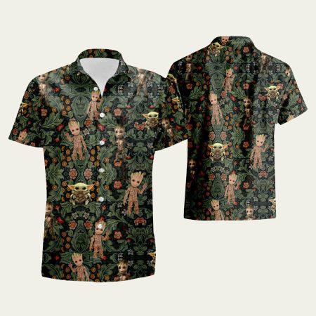 Groot And Yoda Baby Floarl Hawaiian Shirt
