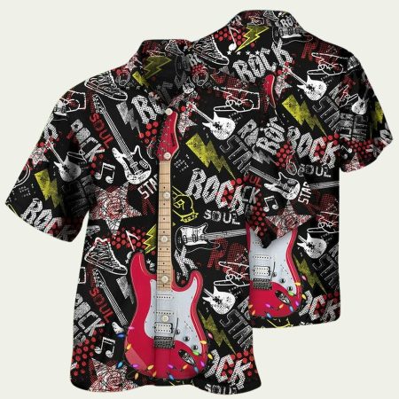 Guitar Rock Soul Merry Christmas Happy Aloha Hawaiian Shirt