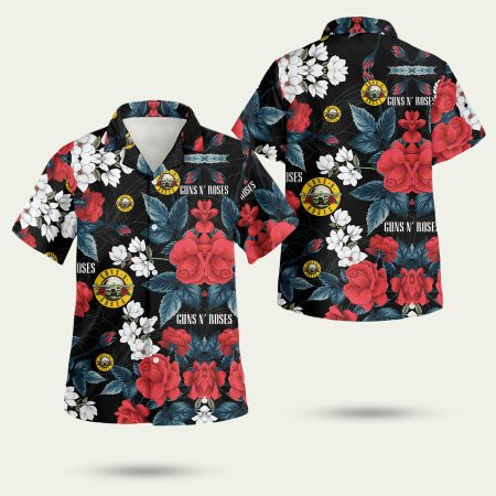 Guns N Roses Music Band Logo Hibiscus Flower Hawaiian Shirt
