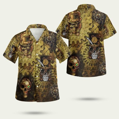 Halloween amazing vintage skull steampunk Hawaiian Shirt