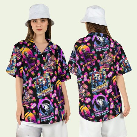 Halloween Horror Movies Neon Colors Horror Character Hawaiian Shirt