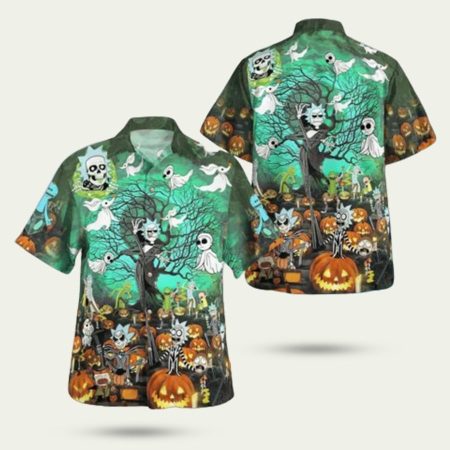 Halloween rick and morty the nightmare before christmas hawaiian shirt