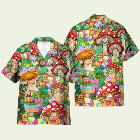 Happy Easter Hippie Mushroom Hawaiian Shirt