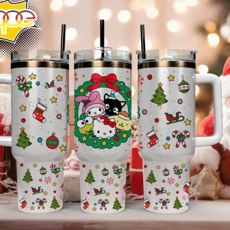 Hello Kitty Cup All Over Printed Cat Hello Kitty Sanrio The Melody Hello Kitty Stuff Pink Christmas Gift Printed 30oz or 40oz Quencher Tumbler LN