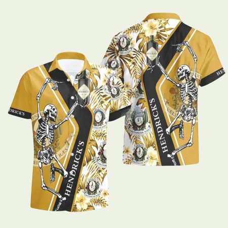 Hendricks Gin Skeleton Dancing Happy  Hawaiian Shirt
