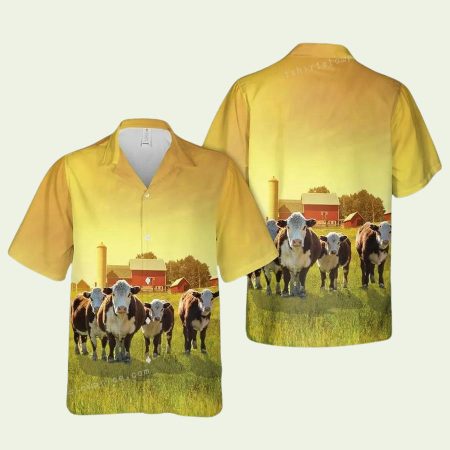 Hereford Cattle Aloha Hawaiian Shirt
