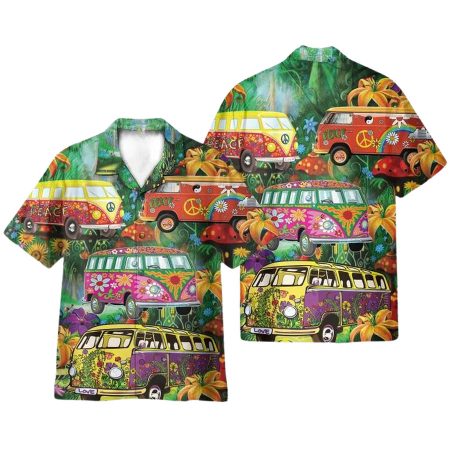 Hippie Bus Tropical Pattern Hawaiian Shirt
