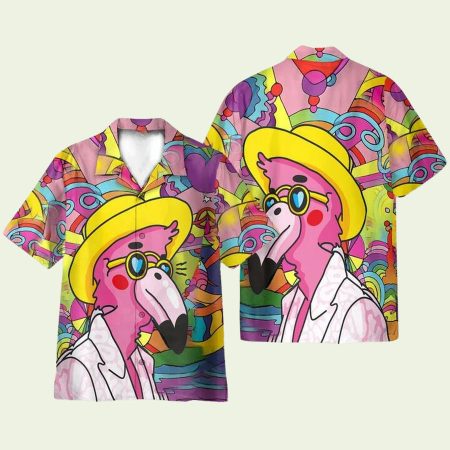 Hippie Flamingo Hawaiian Shirt