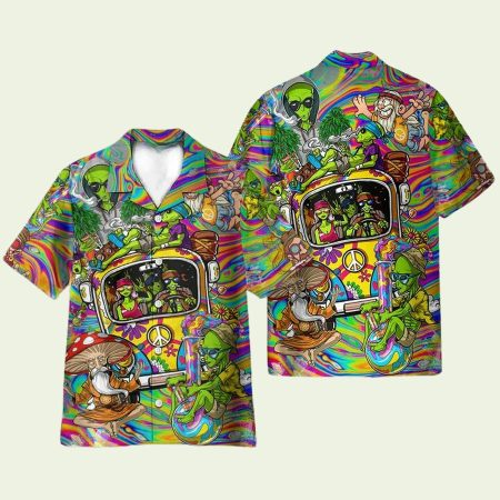 Hippie Mushroom Bus Hawaiian Shirt