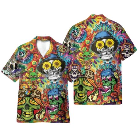 Hippie Skull Hawaiian Shirt