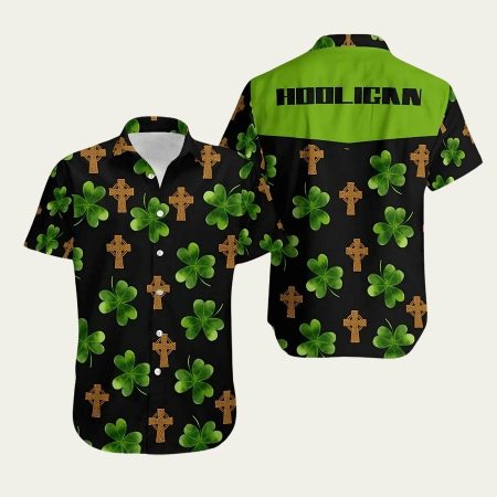 Hooligan Shamrock Irish Cross Patrick’s Day Hawaiian Shirt