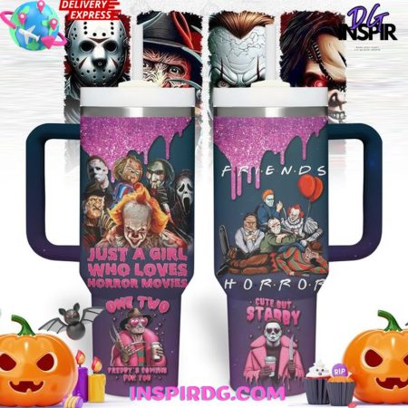 Horror Characters Cute Pink 30oz or 40oz Stainless Tumbler With Handle NVA