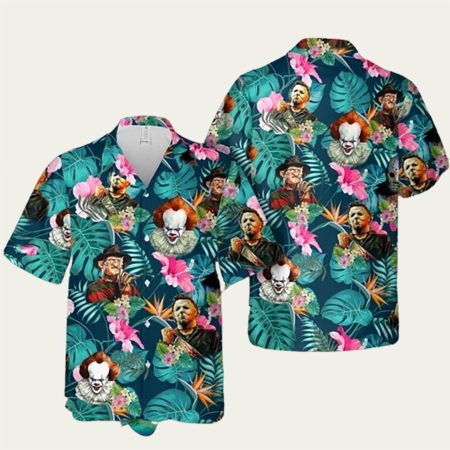 Horror Michael Myers Jason Voorhees Freddy Krueger Pennywise Hawaiian Shirt