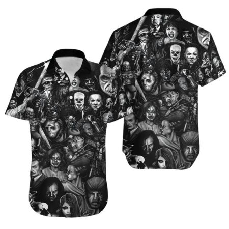 Horror Movie Character Summer Black Hawaiian Shirt