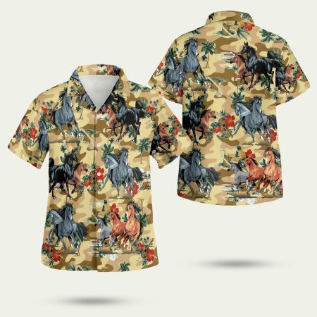 Horse Colorful Floral Hawaiian Shirt