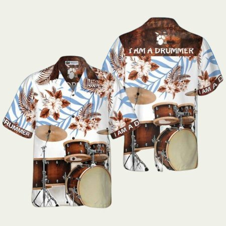 I Am A Drummer Floral Hawaiian Shirt