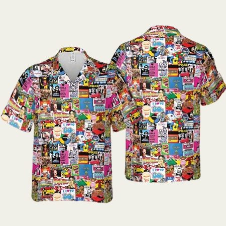 I Heart 80S Collage Mrt Back To The Future Pac Man Et Hawaiian Shirt
