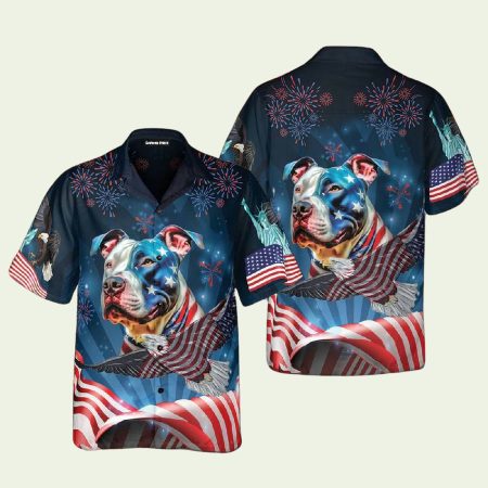 Independence Day 4Th Of July Outfit For A Pitbull Dog Hawaiian Shirt