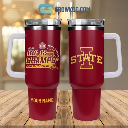 Iowa State Cyclones 2024 Big 12 Men’s Basketball Champions 7 Times 30oz or 40oz Stainless Tumbler With Handle NVA