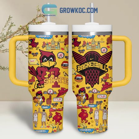 Iowa Basketball 30oz or 40oz Stainless Tumbler With Handle NVA Yellow Design
