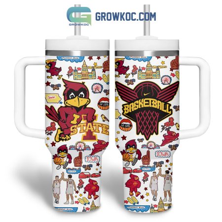 Iowa State Cyclones Basketball White Design 30oz or 40oz Stainless Tumbler With Handle NVA
