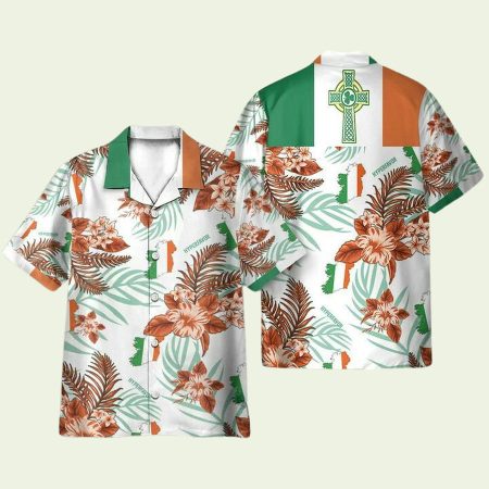Irish Celtic Cross Shamrock Ireland Proud Hawaiian Shirt
