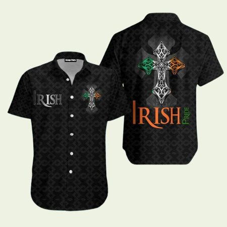 Irish St Patricks Day Pride Black Pattern Hawaiian Shirt